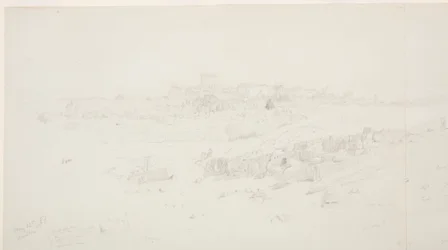 Zeichnung, Tempel am Morgen, Baalbek, 12. Mai 1868